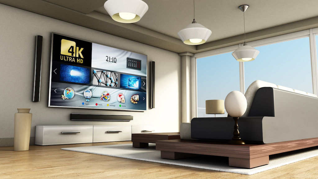 4K TV on apartment wall - rendering